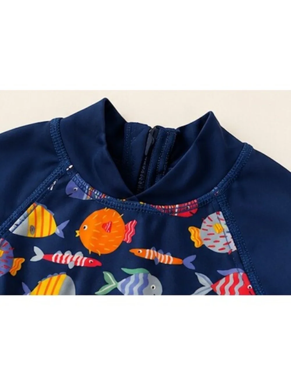 Toddler Kids Long Sleeve Fish Print Swimsuit Rash Guard